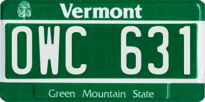 VT license plate OWC631