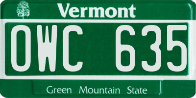 VT license plate OWC635