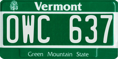 VT license plate OWC637