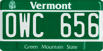 VT license plate OWC656