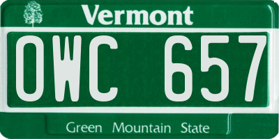 VT license plate OWC657