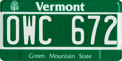 VT license plate OWC672