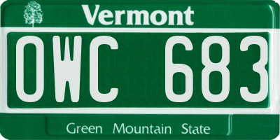 VT license plate OWC683