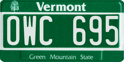 VT license plate OWC695