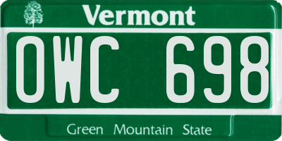 VT license plate OWC698