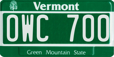 VT license plate OWC700