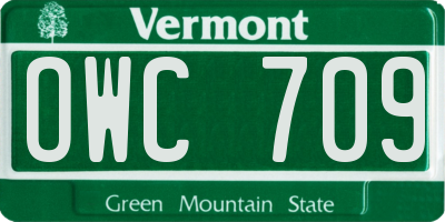 VT license plate OWC709