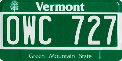 VT license plate OWC727