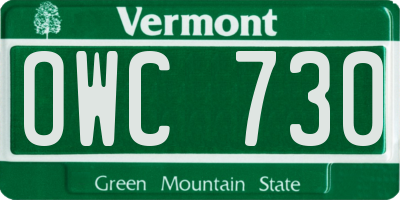 VT license plate OWC730