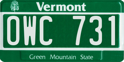 VT license plate OWC731