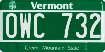 VT license plate OWC732