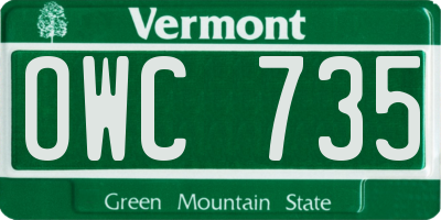 VT license plate OWC735