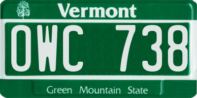 VT license plate OWC738