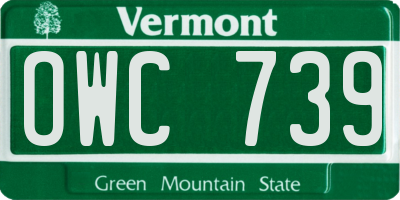 VT license plate OWC739