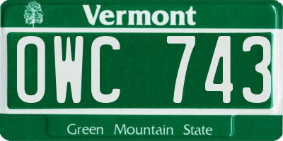 VT license plate OWC743