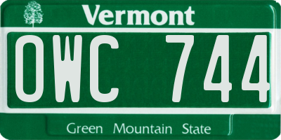 VT license plate OWC744