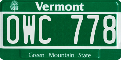 VT license plate OWC778