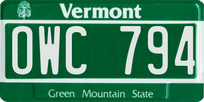 VT license plate OWC794