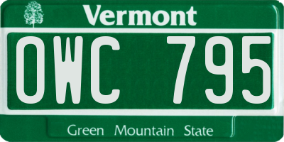 VT license plate OWC795
