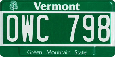 VT license plate OWC798