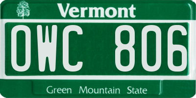 VT license plate OWC806