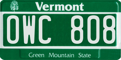 VT license plate OWC808
