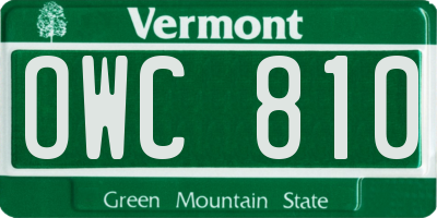 VT license plate OWC810