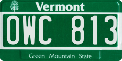 VT license plate OWC813