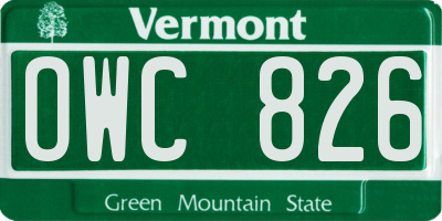VT license plate OWC826