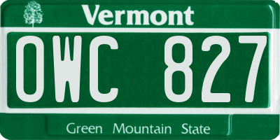 VT license plate OWC827