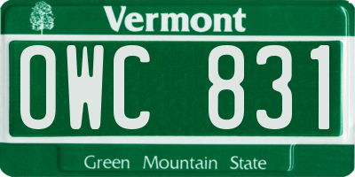 VT license plate OWC831