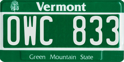 VT license plate OWC833