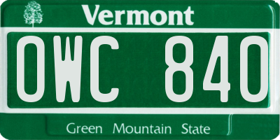 VT license plate OWC840