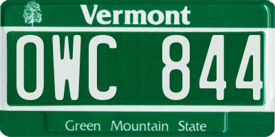 VT license plate OWC844