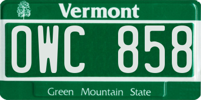 VT license plate OWC858