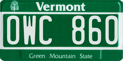 VT license plate OWC860
