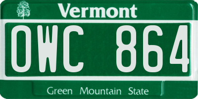 VT license plate OWC864