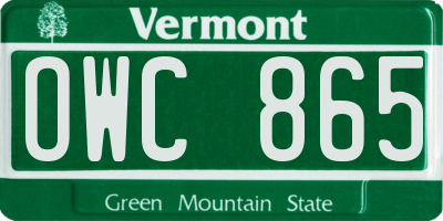 VT license plate OWC865