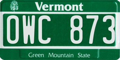 VT license plate OWC873