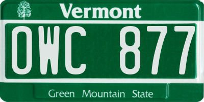 VT license plate OWC877