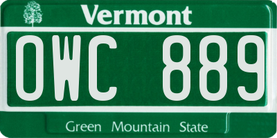 VT license plate OWC889