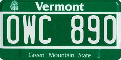 VT license plate OWC890