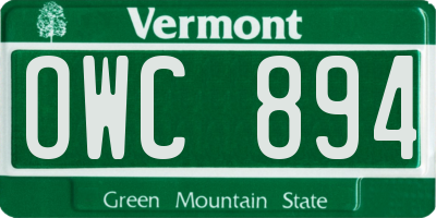 VT license plate OWC894