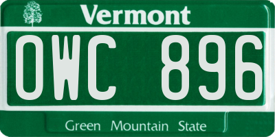 VT license plate OWC896