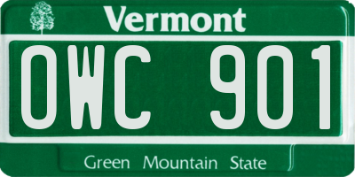 VT license plate OWC901