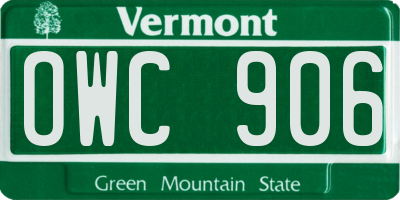 VT license plate OWC906