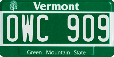VT license plate OWC909