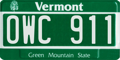 VT license plate OWC911