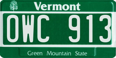 VT license plate OWC913