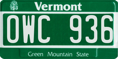 VT license plate OWC936